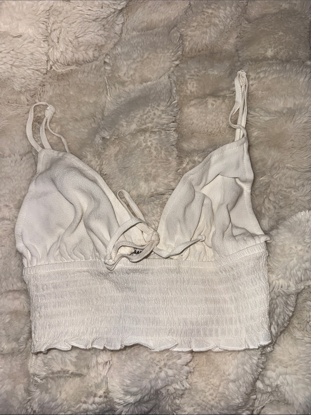 Garage White Cropped Smocked Tank Top